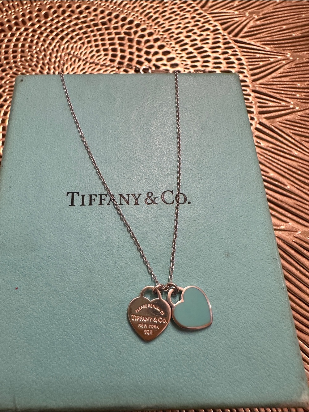 Authentic Tiffany and co. Mini double heart tag necklace - Picture 2 of 6